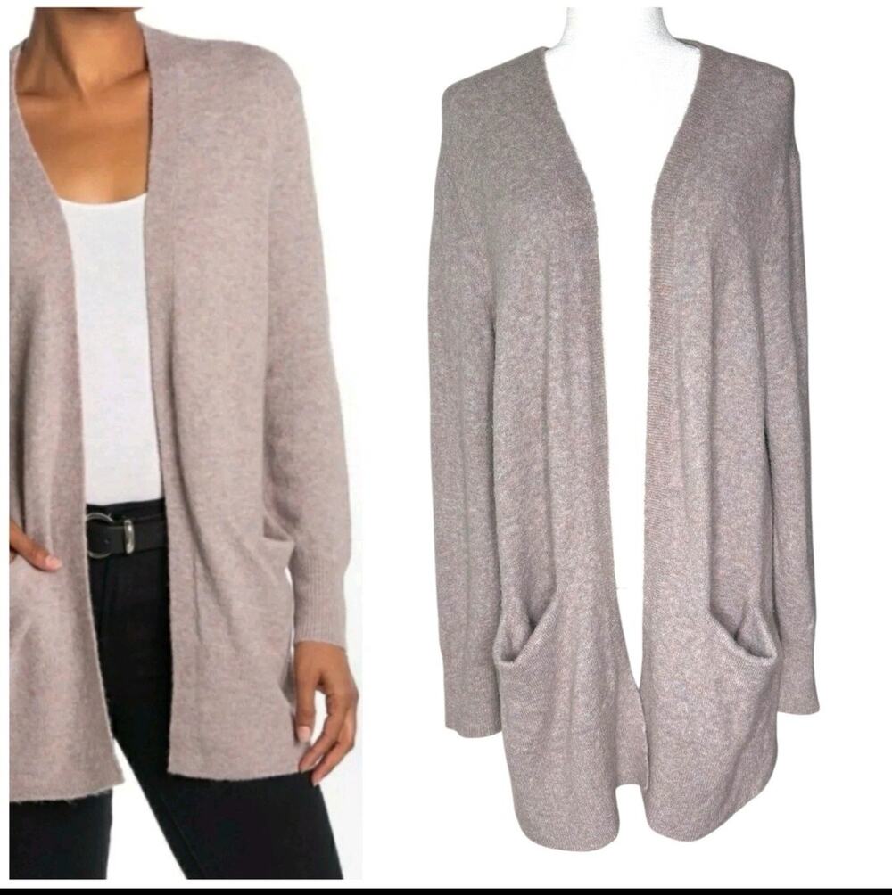 Madewell Cardigan Sweater Size L Merino Wool Alpaca Open Long Cream Cozy Soft